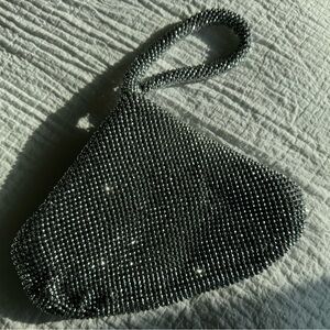 Elegant Silver Beaded Women's Bag